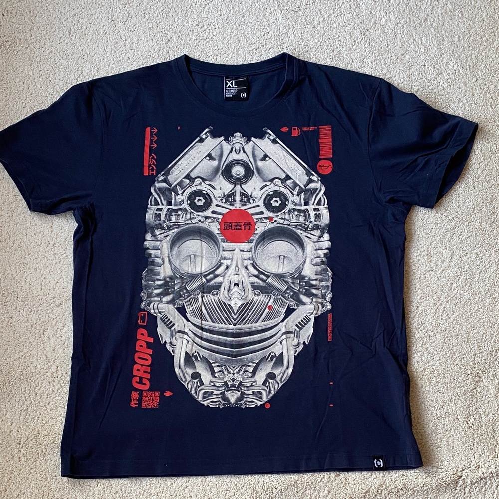 Men's Navy Graphic Tee with Futuristic Design